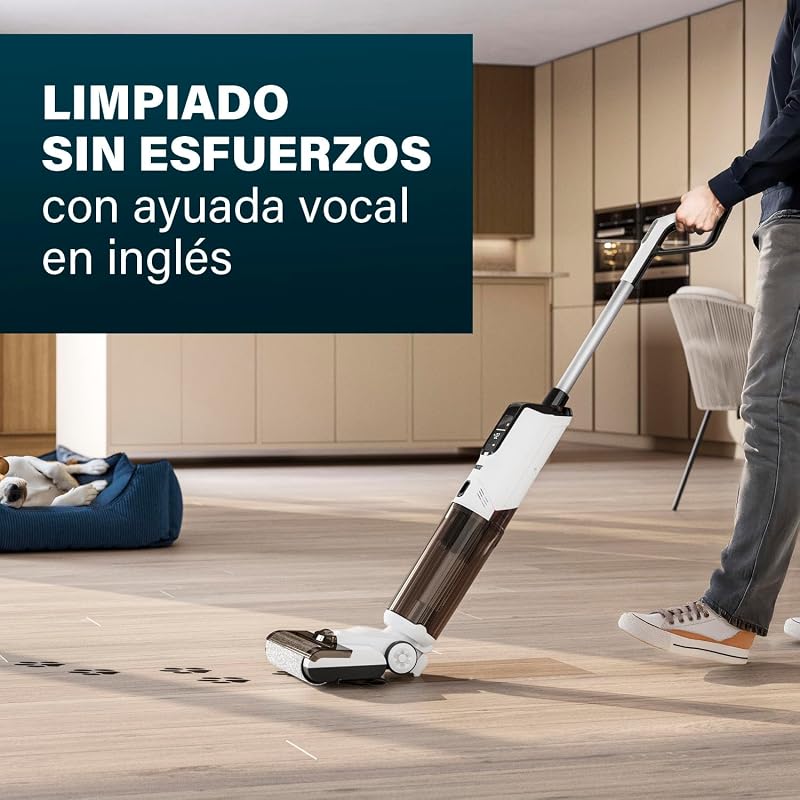 AquaMotion Plus Limpador de Piso, aspiradores 4 em 1, Esfregões & Seca, sem fios, autonomia de 50 minutos, Filtro HEPA, Autolimpeza, 170W, 75dB, ecrã inteligente, base de carregamento, Leve, 337010