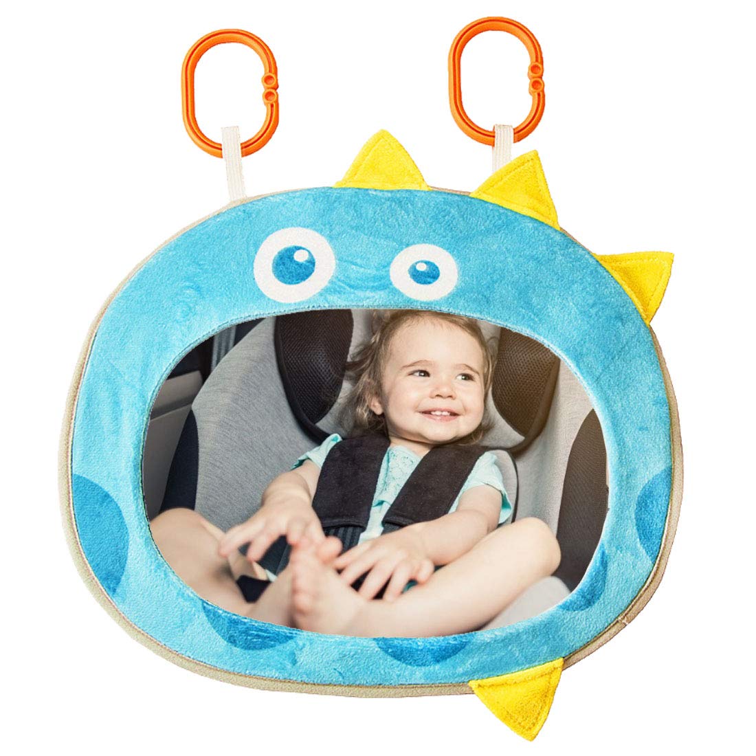 Baby Car Mirror for Back Seat - YUESEN Cartoon Animal Rear View Car Seat Mirror Safest Shatterproof Infant Mirror to See Rear Facing Infants, Kids and Child（dinosaur）