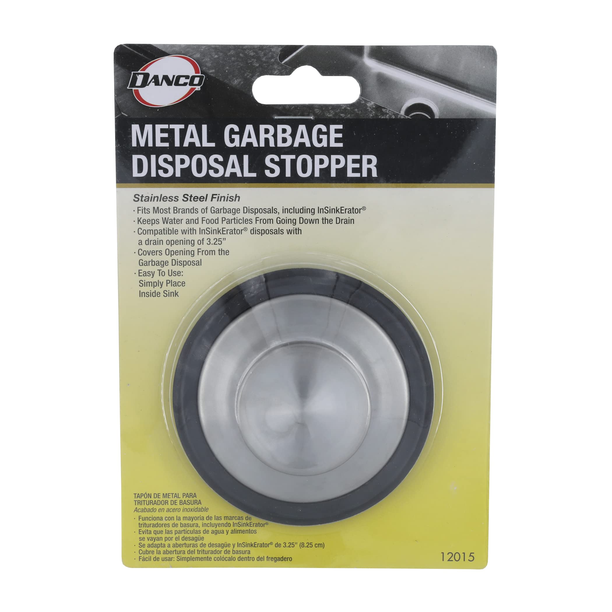 Danco 12015 Sink Garbage Disposal Drain Stopper, Stainless Steel