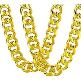 Riuziyi 2Pack Big Chunky Plastic Hip Hop Chain for Men, Fake Gold Silver Turnover Chain 90s Necklace Costume Accessory