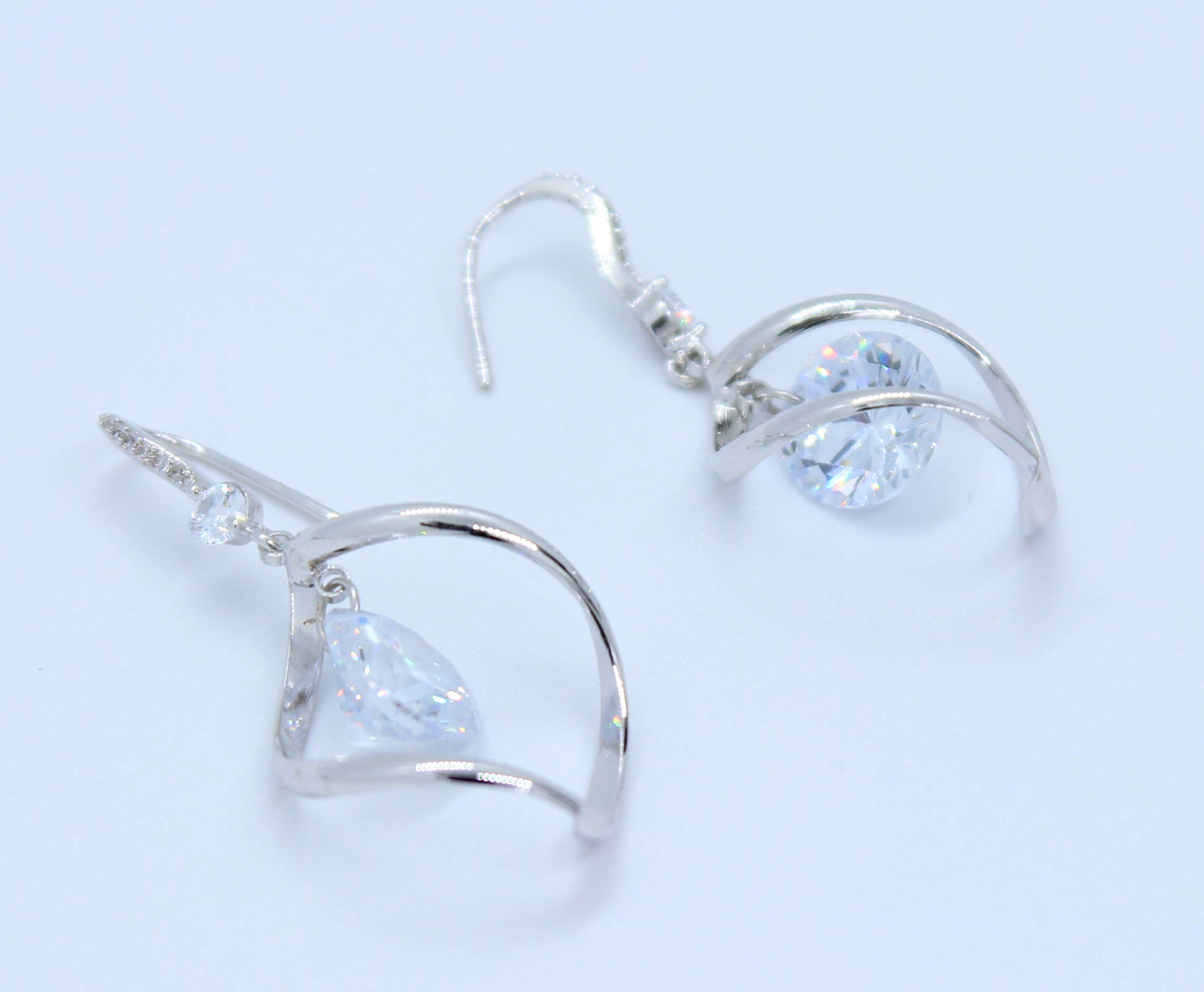 Goddess Area Pearl Drop Vintage Wedding Dangle Earrings(Silver Twisted Crystal)