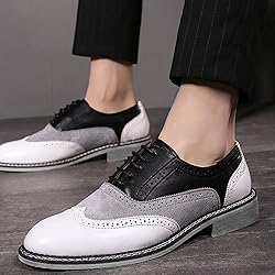 Men's Two Tone Patchwork Brogue Oxfords Shoes