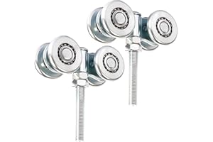 2Pcs Wheel Trolley Assembly Barn Door Rollers for 1-3/4" Wide and 2-1/4" or Taller Rail Hanging Track, Trolley Hanger for Sli
