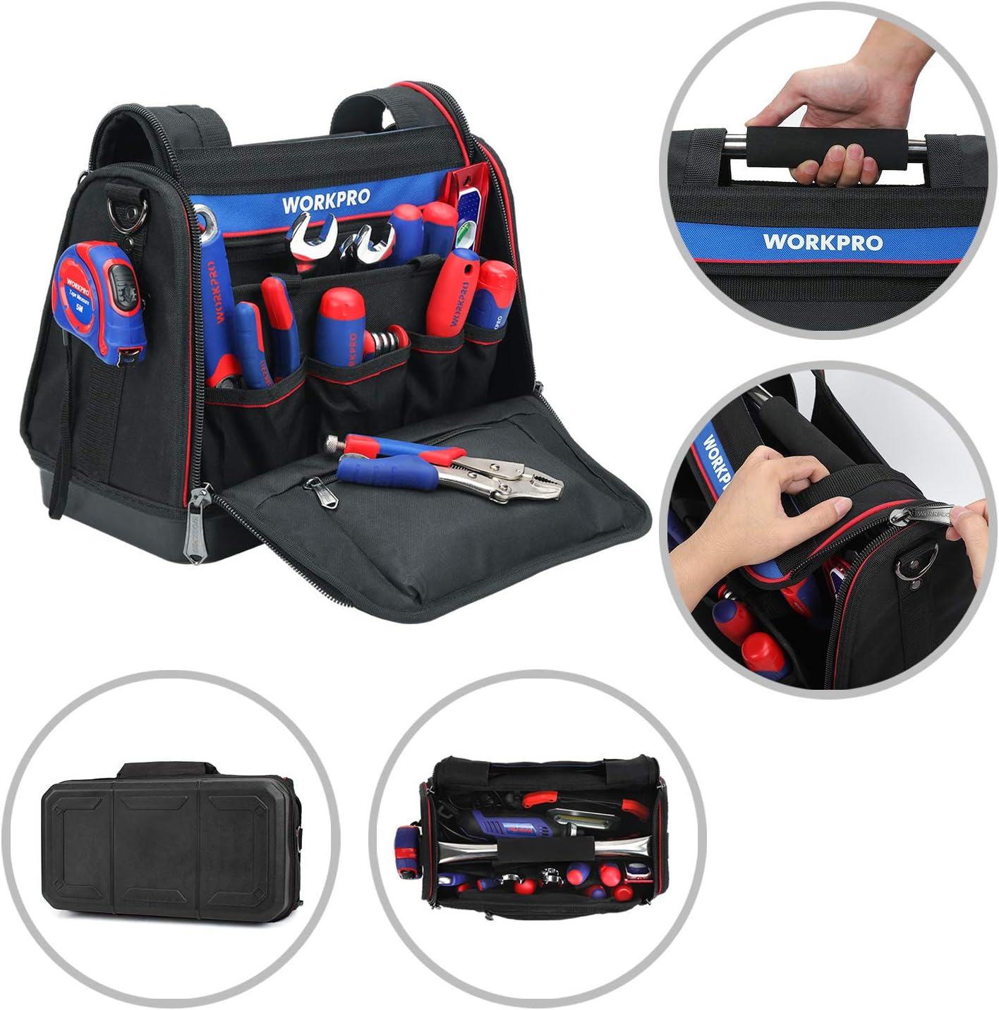 WORKPRO 15-inch Heavy Duty Tool Bag, Waterproof Bottom & Wide Open ...