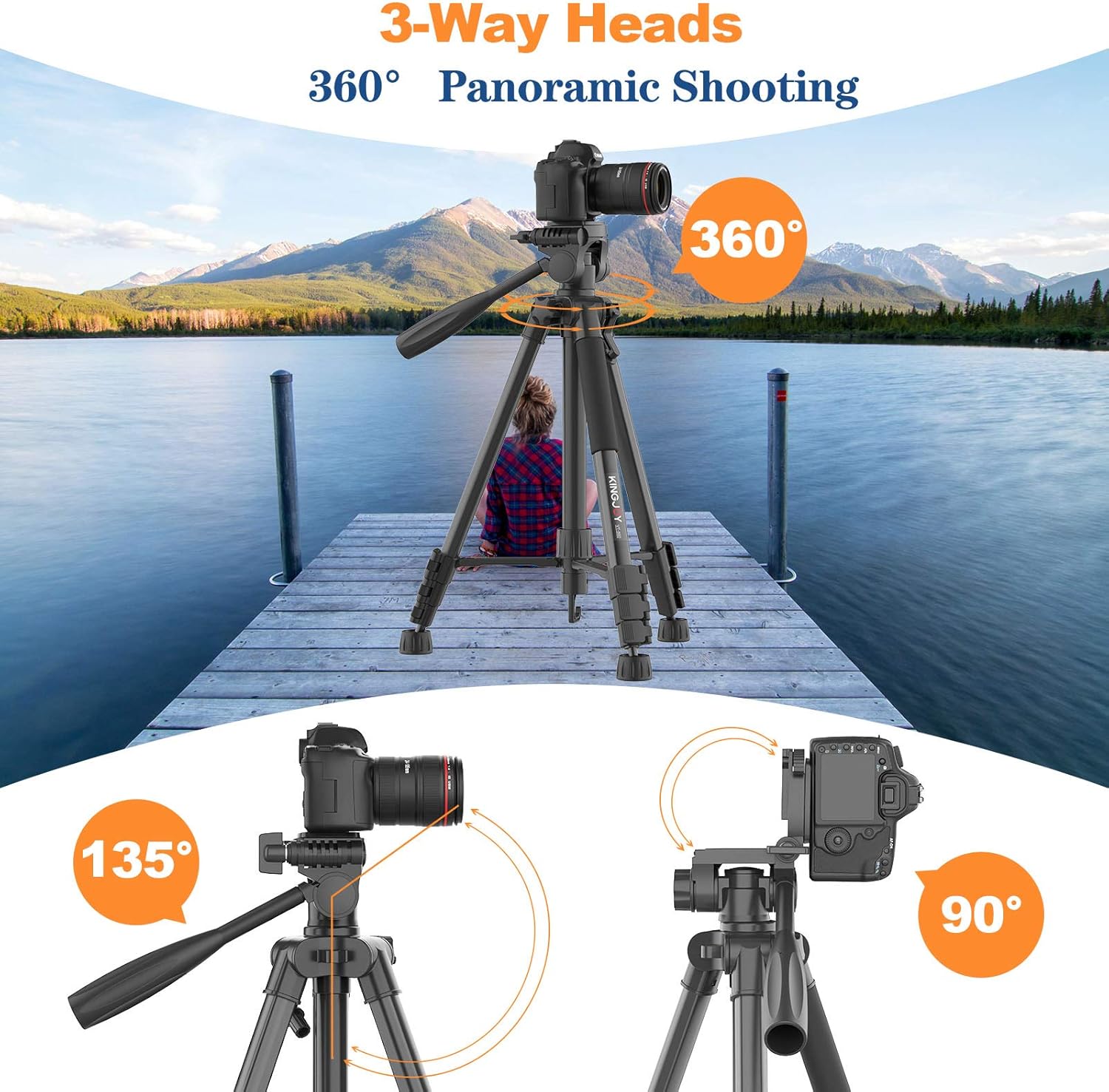 57 inch Camera Tripod for Canon Nikon Lightweight Aluminum Travel DSLR Phone Camera Tripod with 2 in 1 Phone Tablet Holder/Remote Shutter/Carry Bag : Camera & Photo