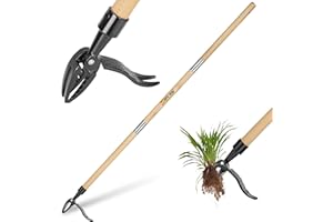 ZONMTREO Weed Puller Tool，Stand Up Weed Puller Tool，Weeding Artifact Uprooting Equipped with a shovel，Easily Remove Weeds Effortlessly Without The Need to Tug, Bend, Or Flex，Garden weeding tools.(Beech wood)