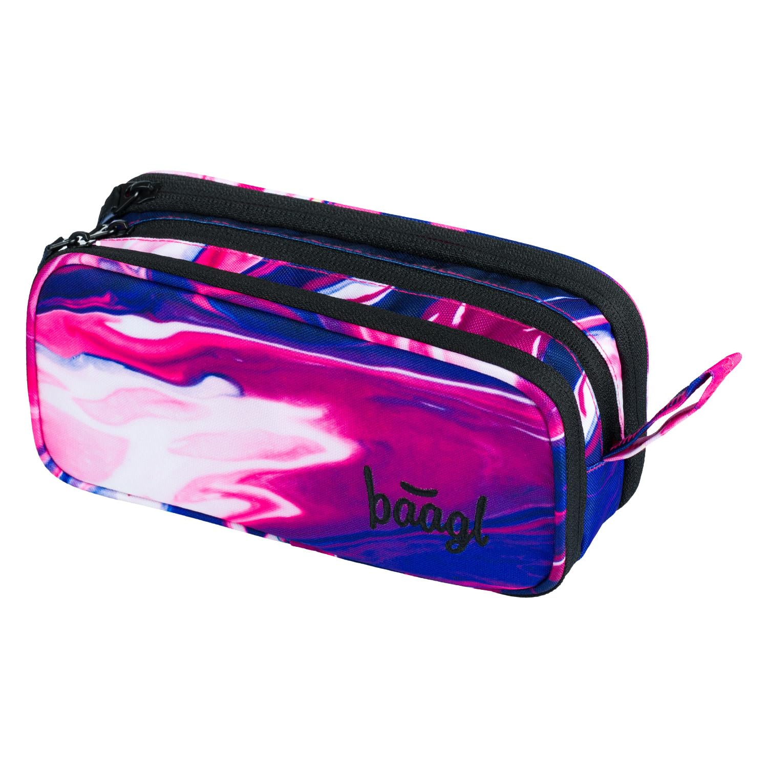Baagl Marble Pencil Case, 3 Compartments for Girls, Boys, School Carrier Bag Case with Zipper
