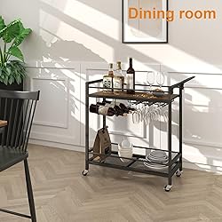LAATOOREE Bar Cart, Two-Color Home Bar Serving