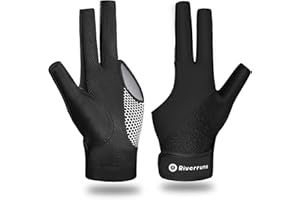 Riverruns Billiard Pool Glove for Left Hand 3 Finger, Snooker Cue Sport Glove for Men Women