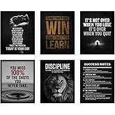 6 Pcs Motivational wall art Inspirational Entrepreneur Success Quotes Canvas Picture Print Artwork Office Lion Poster for Teens Adults Classroom Home Living Room Gym Wall Decor Unframed 8 x 10 Inch