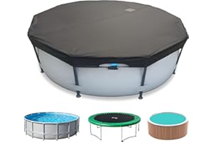 SIHAIAN 14 Ft Pool Cover, with Automatic Drain Round Pool Cover, One-Piece Quick Installation and Removal Above Ground Pool Cover, Preventing Waterlogging, UV Protected Solar Swimming Pool Cover