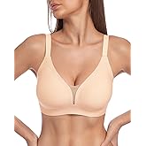 Deep V Wireless Push Up Jelly Bras for Women Seamless Sexy Mesh Supportive Lift No Underwire Luxe Soft Comfy Tshirt Bralette