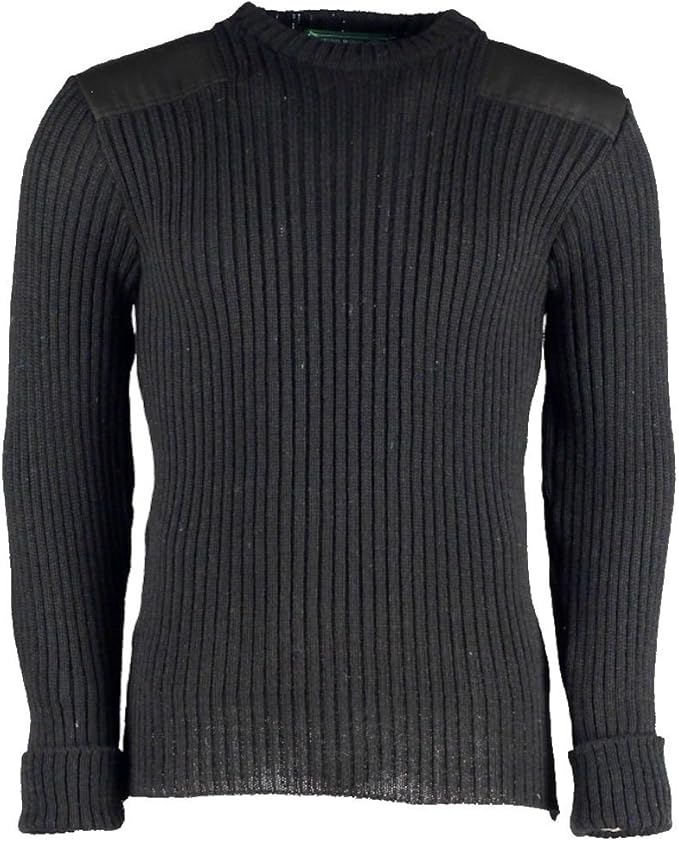 British Commando Sweater Woolly Pully Crew Neck black Large Amazon