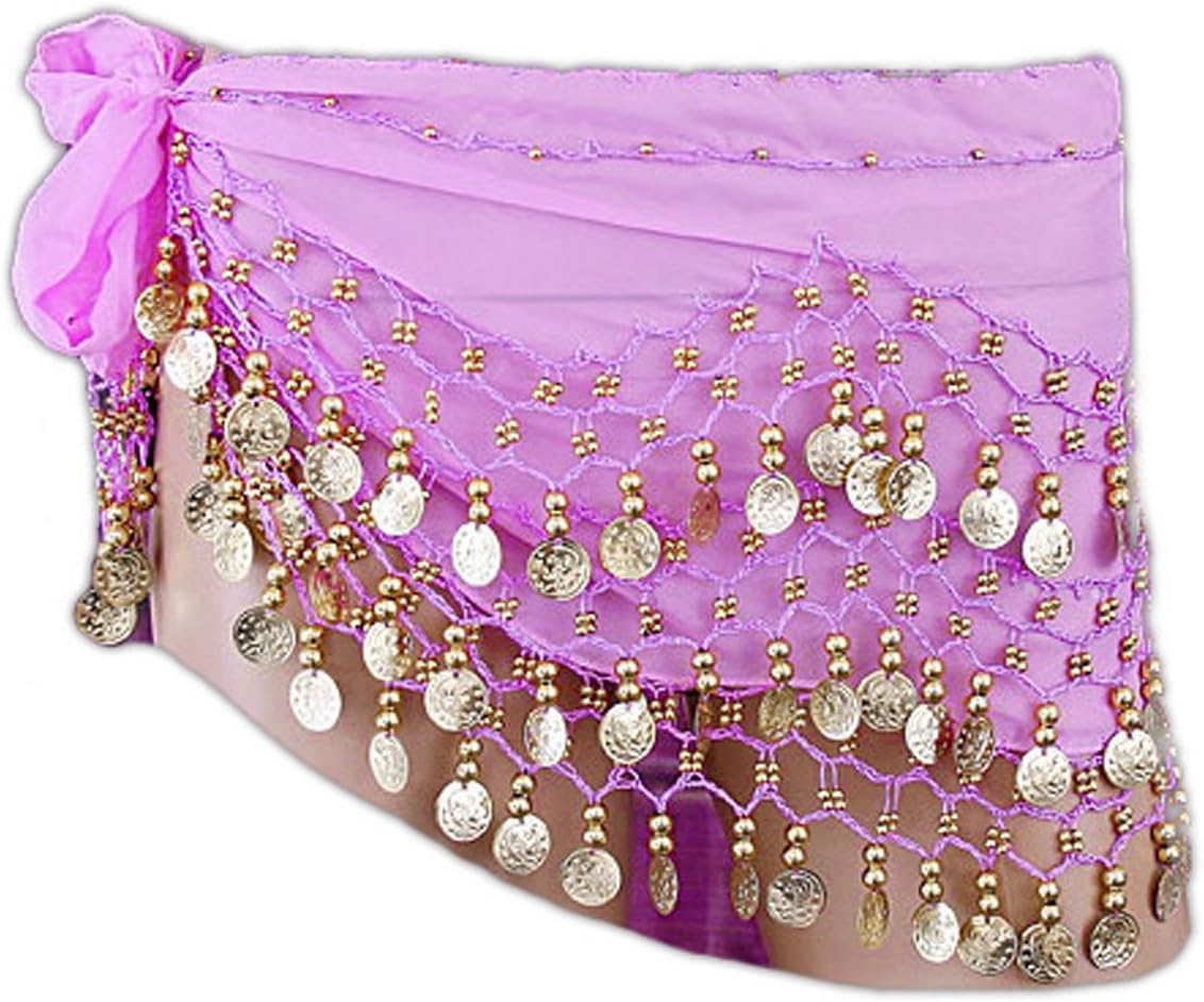 PLSHOPSLilac Belly Dance Wrap Hip Scarf Belt With Gold Coins