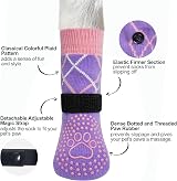 BEAUTYZOO 6 Pcs Dog Socks Anti Slip Non Slip Grippers Large Purple L view 7