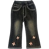 Peacolate 2-8Years Little Girls' Black Embroidered Jeans Pants for Big Girls