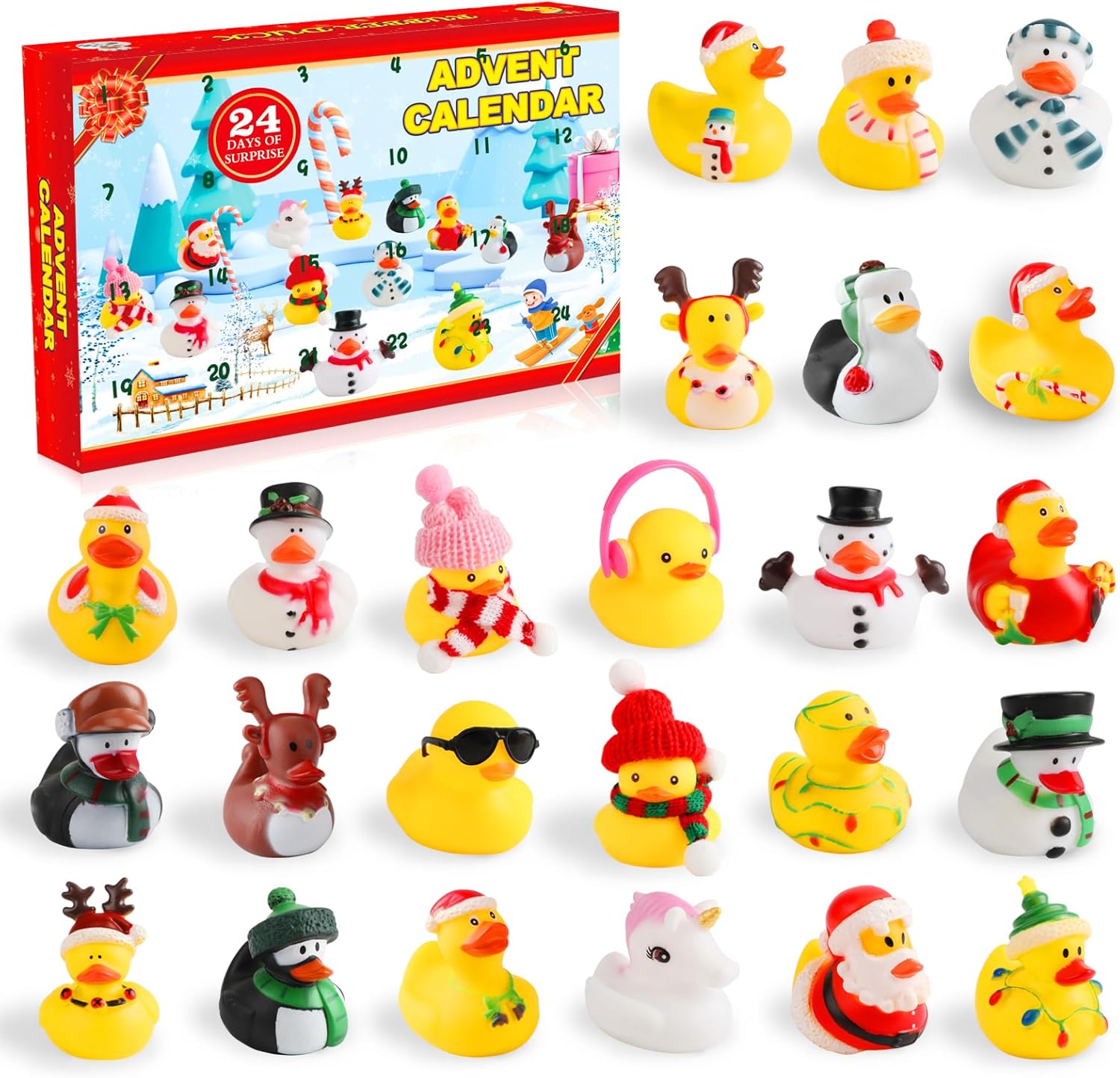 Advent Calendars - Christmas Advent Calendar 2023 for Kids 24 Days Christmas Countdown Calendar with Rubber Ducks Bath Toys Christmas Countdown Fun Toys Gifts for Kids Boys Girls Children Teens Friends Xmas