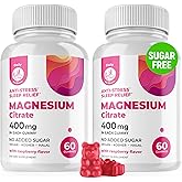 Magnesium Gummies Sugar-Free - Calm Magnesium Supplement for Children, Sugar-Free Magnesium Citrate Gummies for Kids & Adults