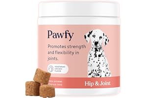Pawfy Hip & Joint Supplement for Dogs with MSM & Vitamins | Glucosamine Chondroitin for Small, Medium & Large Breed - Supports Mobility & Bones | Glucosamine for Dogs with Omega 3-30 Chews