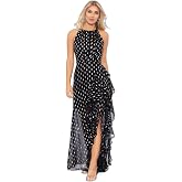 Betsy &amp; Adam Women's Long Halter Chiffon Clip Dot
