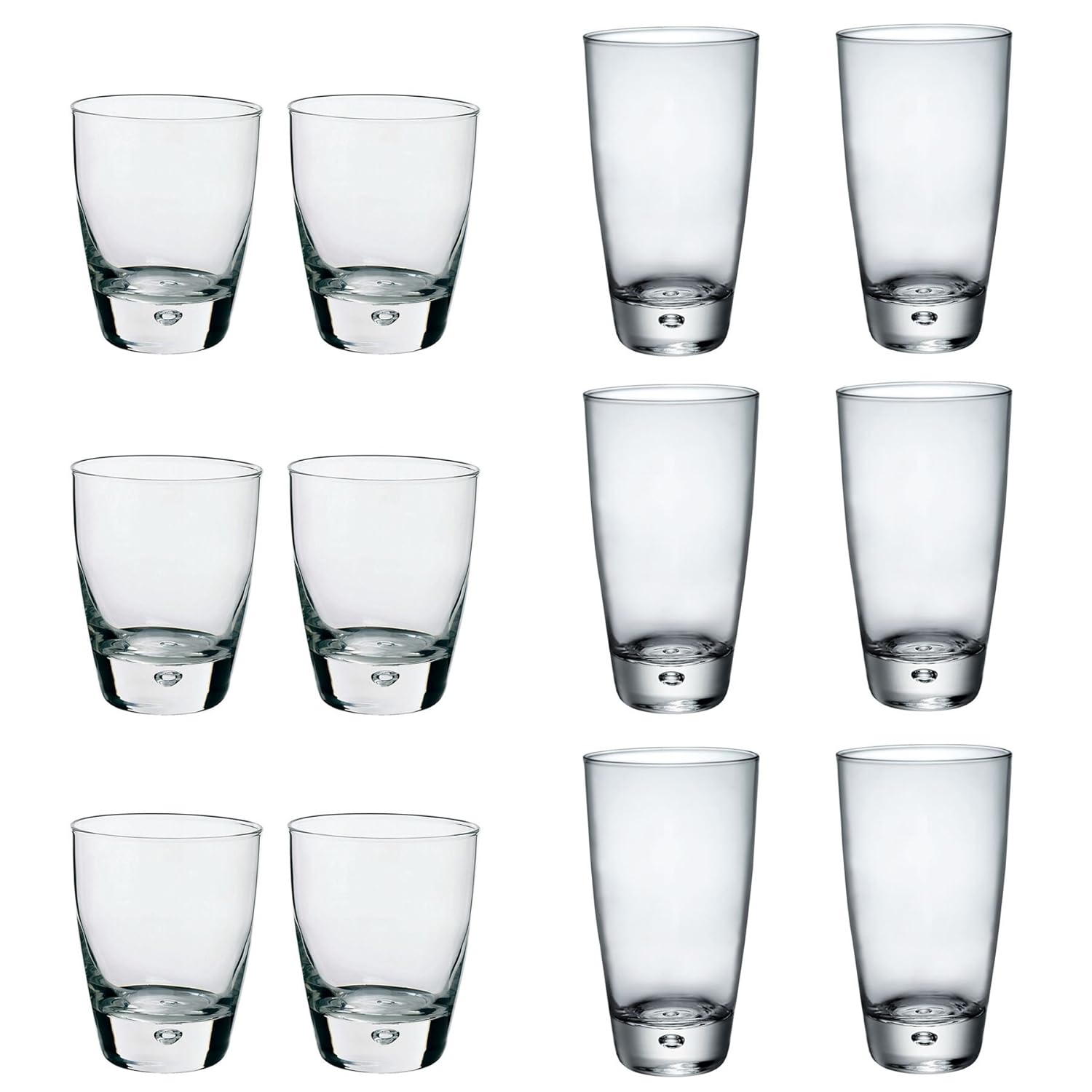 Bormioli Rocco Luna Clear Bubble Base Highball Cocktail Glasses