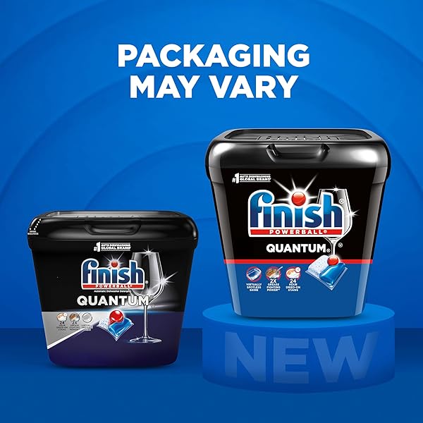 FINISH QUANTUM DISHWASHER PODS, NO PRE-RINSE DISHWASHER DETERGENT SOAP REMOVES 24HR DRIED-ON STAIN AND GREASE, LEAVING A VIRTUALLY SPOTLESS SHINE, 84 COUNT