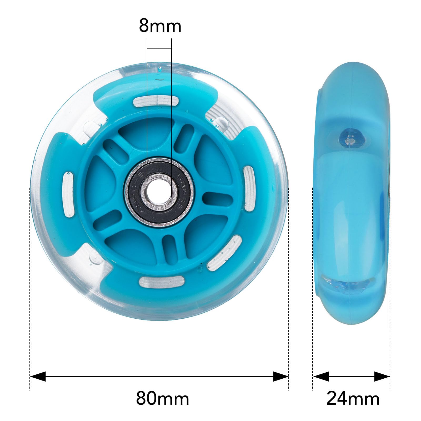 1-Pack 80mm Light Up Scooter Wheel Rear Colorful Led Flashing Replacement Wheel for 3-Wheeled Kid Scooter (Blue)