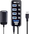 USB 3.0 Hub, Tendak USB Hub with 4 USB 3.0 Data Ports + 1 USB Smart Charging Port and Power Supply Adapter with Individual On/Off Port Switches for PS4 Pro PS4 Slim Xbox One