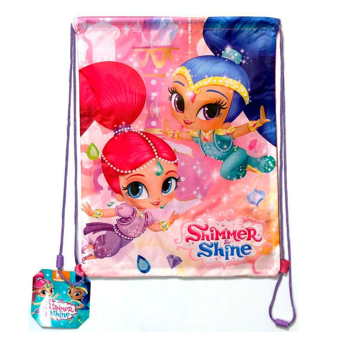Templar Shimmer & Shine Gym Bag Girls Pink Drawstring PE Swim School Sport Bag Rucksack