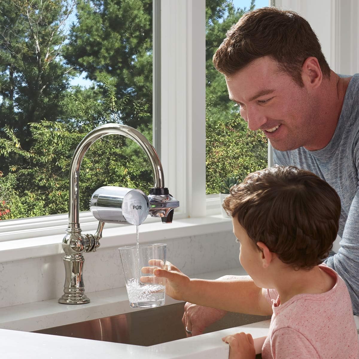 PUR PFM400H Faucet Water Filtration System, Horizontal, Chrome - - 