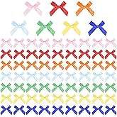Mini Bows, 70 Pcs Satin Ribbon Bow Colorful Little Bow Bowknot Sewing Accessories Cute Small Bows for Craft Sewing Scrapbooking Christmas Party Wedding and Gift Wrapping, 7 Colors