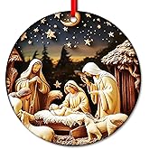 SICOHOME Nativity Ornaments - 3" Acrylic Christmas Ornament Set - Catholic Nativity Scene, Jesus, The Birth of Jesus Decorations, Gifts