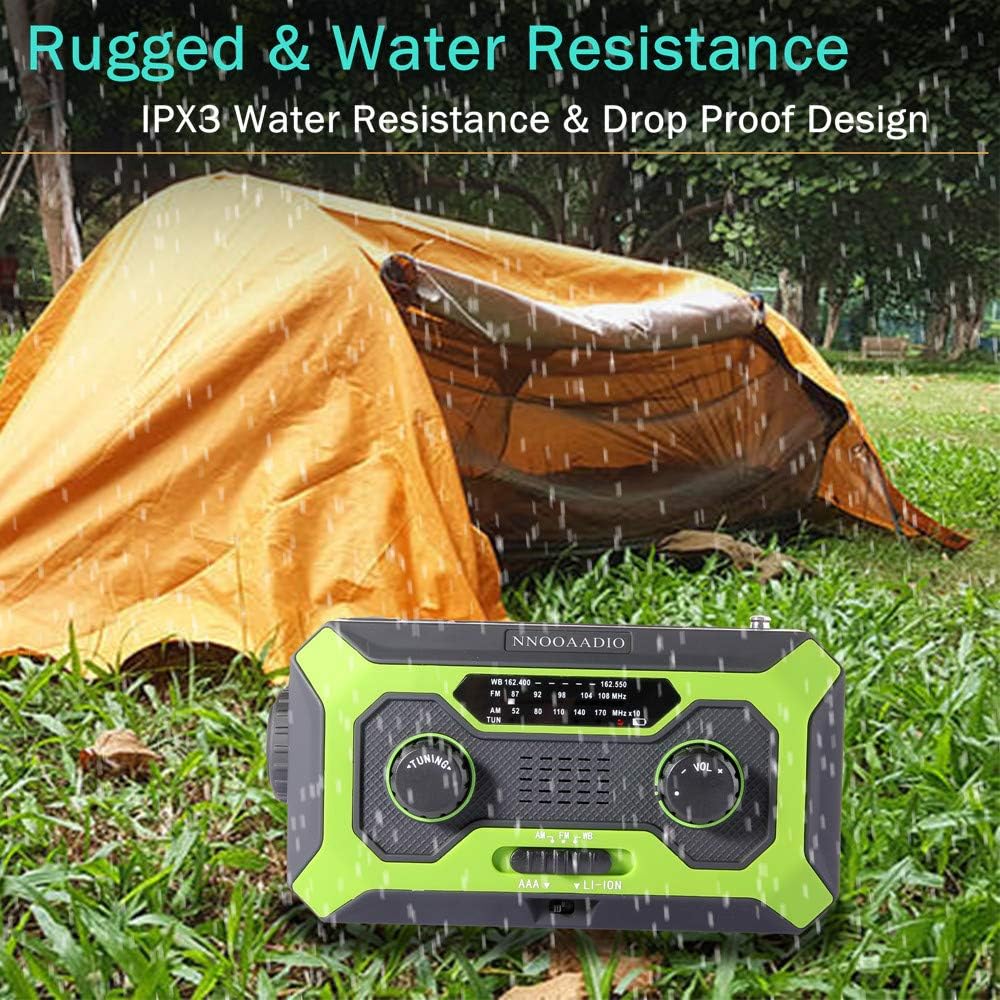 NNOOAADIO Emergency Weather Radio, Hand Crank Solar Battery Operated Survival NOAA AM FM Radio Portable with Flashlight Kit, Built-in SOS Alarm Reading Lamp 2000mAh Power Bank & USB Charger: Home Audio & Theater