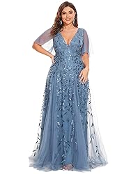 Ever-Pretty Womens Plus Size V-Neck Sequin
