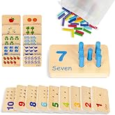 TOOKYLAND Peg Board Toddler Toys, Counting Wooden Toys with 55 Pegs | Wooden Math Manipulatives, Montessori Math and Numbers for Kids &amp; Kindergarten Learning Activities