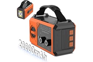 RAOUOEN 20000mAh Emergency Weather Radio, Hand Crank Radio Solar Radio Portable AM/FM/NOAA Radio with Wireless Speaker Solar Panels 3 Charging Methods 3 Mode Flashlight Phone Charger Compass Reading Lamp