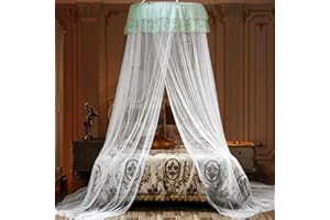 Jolitac Bed Canopy Lace Mosquito Net for Girls Beds, Unique Princess Play Tent Mesh Canopies Large Lace Dome Curtain Drapes Home & Travel (Wihte)