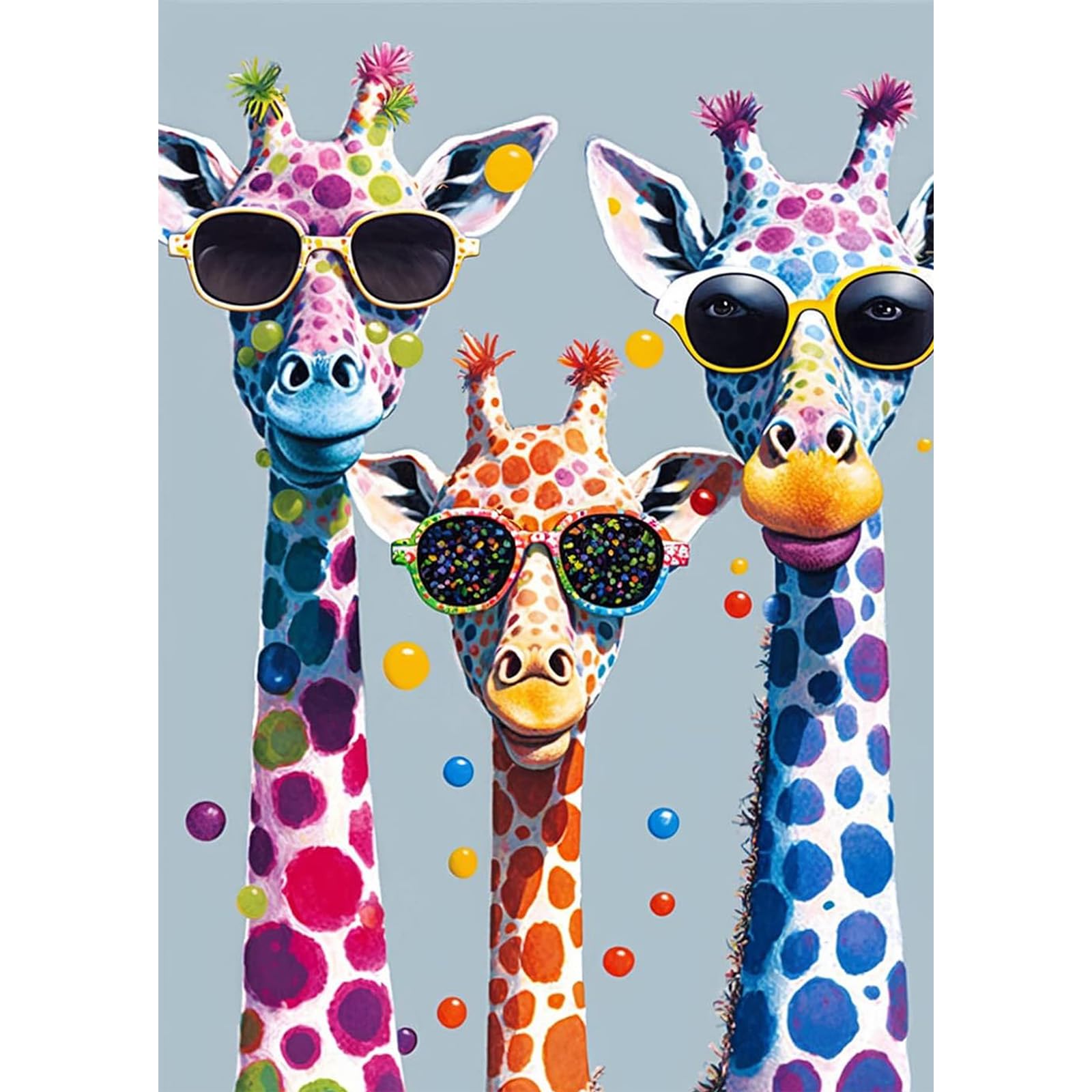 MEIYUDA 5D DIY Diamond Painting Art Kits Adult Cool Giraffes, Diamond Painting Kit for Adults Beginners Kids Crystal Art Full Round Drill Animal, Diamond Art Cross Stitch Home Wall Decor 30x40cm