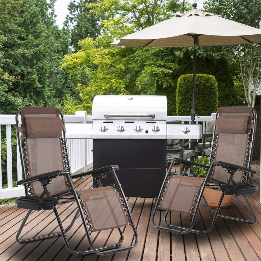 Zero Gravity Chair Patio Chairs Lounge Chaise Recliners Folding For Outdoor Yard Bench Pool Side With Pillow And Cup Holder Patio Seating Chairs