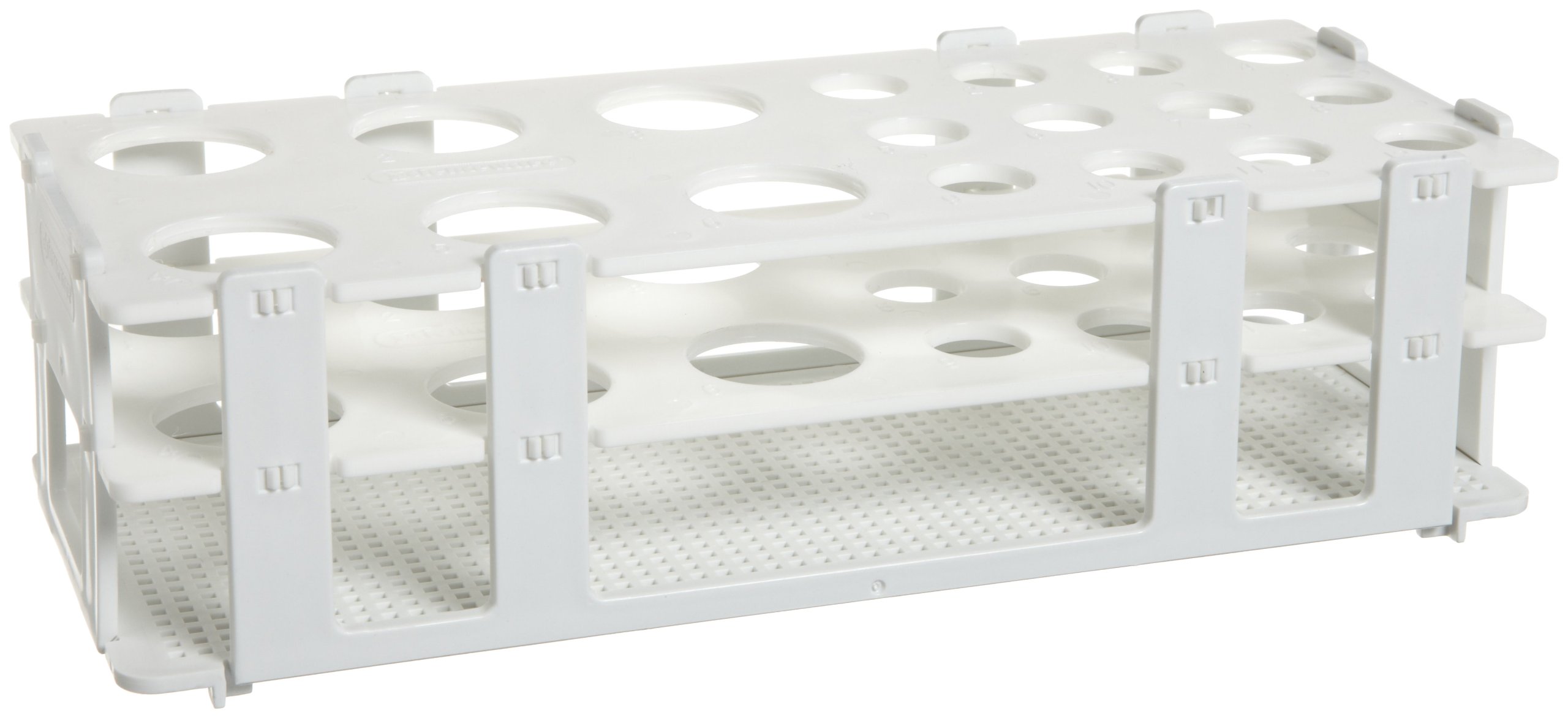 Bel-Art F18745-3017 No-Wire Multi-Tube Rack; 18 Places, 9¹¹/₁₆ x 4¹/₈ x 2¹/₂ in, Polypropylene