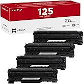 WOEBYAS 125 Black Toner Cartridge Replacement for Canon 125 CRG-125,4 Pack | Compatible with ImageClass MF3010 LBP6030w LBP6030 LBP6000 LBP6000B LBP6020 LBP6040 LBP6018 LBP6018L