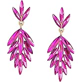 SWEETV Rhinestone Statement Earrings for Women, Vintage Cluster Drop Dangle Earrings,Chandelier Earrings Dangling for Prom Wedding Bridal Party