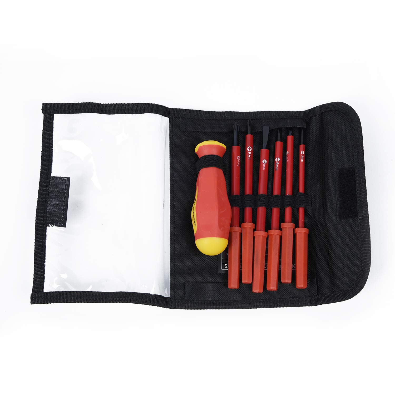 TOOLSTAR Insulated Screwdriver Set, 7Pcs Magnetic PH Electricians Screwdriver Set Multifunctional Opening Repair Precision Tool Set with Interchangeable Blades