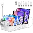Honcila Charging Station for Multiple Devices, 6 Port 50W Fast Multi Charger Station Charging Dock with 6 Mixed Charging Cables for iPhone, iPad, Kindle, Tablet, Cellphone and Others