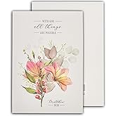 Christian Art Gifts Small Handy Scripture Notepad for Women: All Things are Possible Inspirational Bible Verse, Notes, Memos, Tasks & Lists, Pocket Size, Gray/Pink/Green Floral, 40 Easy Tear Sheets