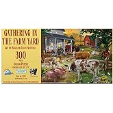 SUNSOUT INC - Gathering in The Farm Yard - 300 pc Jigsaw Puzzle by Artist: Bigelow Illustrations - Finished Size 18" x 24" - MPN# 31994