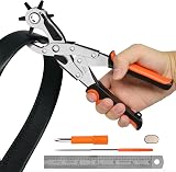 TOWOT 5-in-1 Hole Punch Kit Leather Belt Plastic Fabric Rotary Puncher view 6