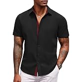 COOFANDY Men's Short Sleeve Button Down Shirts Casual Summer Dress Untucked Shirts