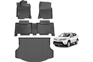 AIPOIL® Floor Mats & Cargo Liner Set for Toyota RAV4 2013-2018 (Not for Hybrid or Prime) | TPE All Weather Protection Heavy Duty Non-Slip Automotive | Full Set Floor Liners Accessories, Black