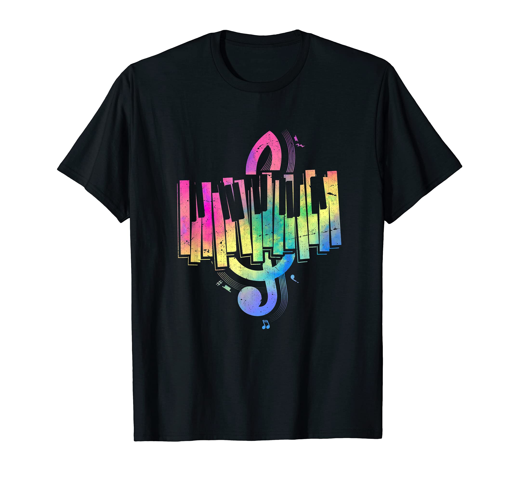 Colorful Keyboard Music Notes Pianist Instrument Piano T-Shirt
